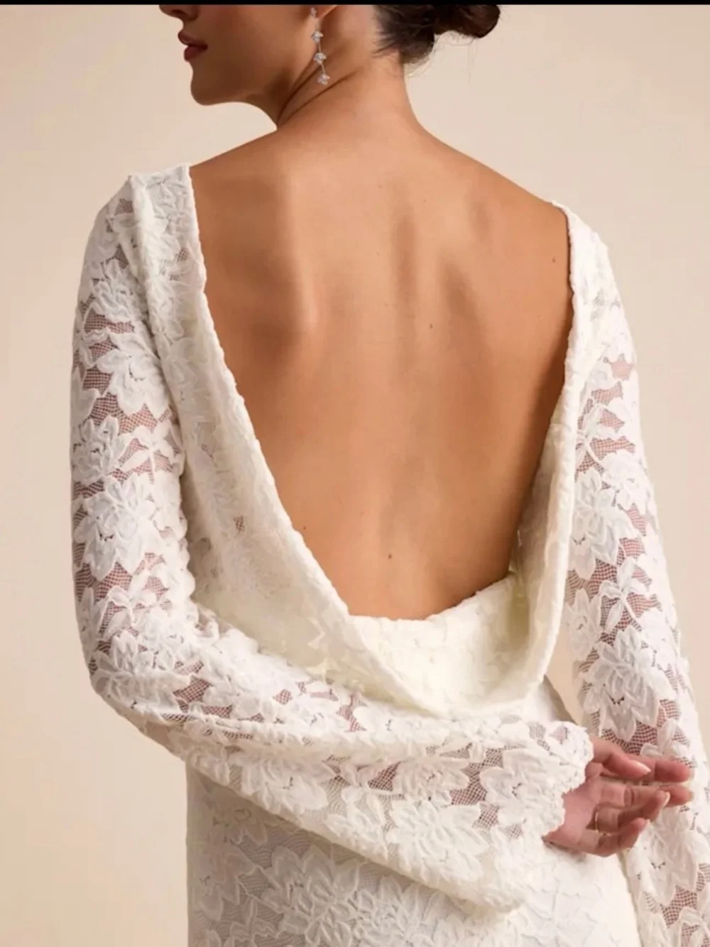 Lulus Odariya Ivory Lace Cowl Back Maxi Dress - Picture 2 of 5